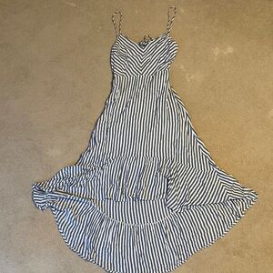 Mustard Seed Navy and White Striped High Low Dress